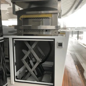 Superyacht scissor lift on the yacht deck.