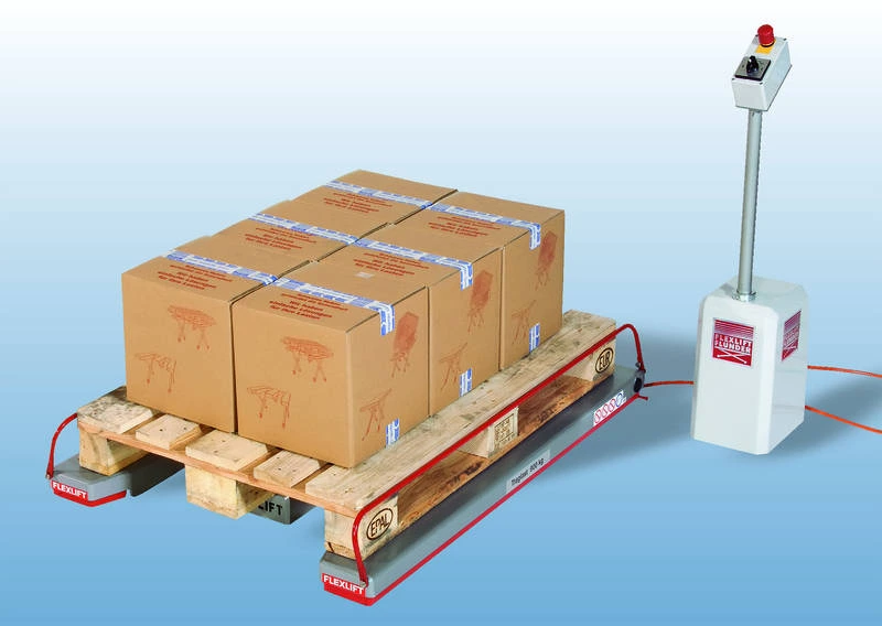Pallet with weighted boxes on it.